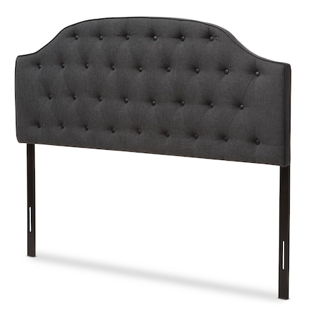 Baxton Studio Windsor Dark Grey Upholstered Scalloped Buttoned Queen Size Headboard 133-7160
